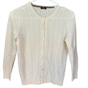 J.Crew Cream Delicate Cableknit Cardigan Sweater Medium Preppy Minimal Capsule
